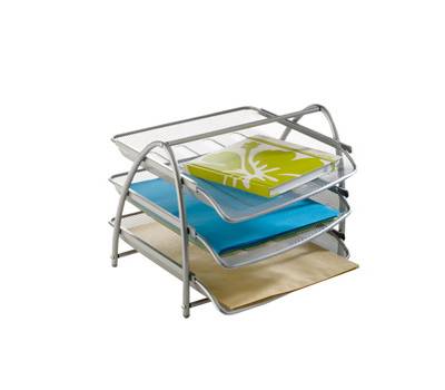 Vaschetta portacorrispondenza Mesh - 3 ripiani - 34 x 29 x 24,5 cm - rete metallica - argento - Alba - MESHTRAY3/M - 8012212923857 - DMwebShop