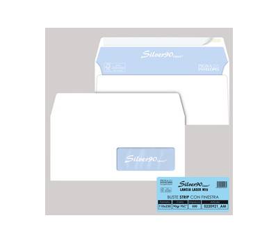 Busta Silver90 Strip Laser FSC - con finestra - internografata - 11 x 23 cm - 90 gr - bianco - conf. 500 pezzi - Pigna - 0220921AM - 8059020921231 - DMwebShop