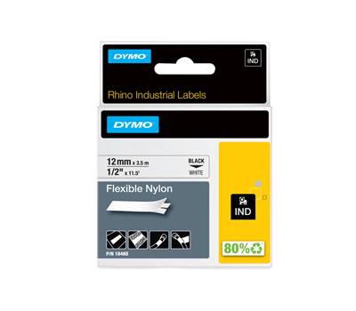 Nastro Rhino - 12 mm x 3,5 mt - nylon flessibile - nero-bianco - Dymo - S0718100 - 71701184887 - DMwebShop