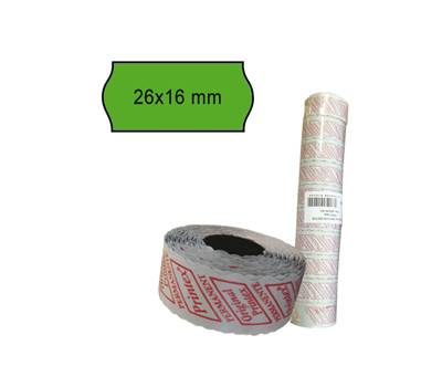 Rotolo da 1000 etichette a onda - 26 x 16 mm - adesivo permanente - verde - pack 10 rotoli - Printex - 2616sfp7ve - 8034049917434 - DMwebShop