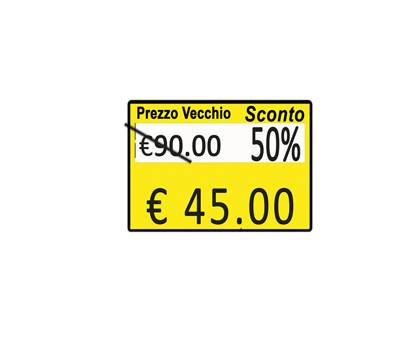 Rotolo da 600 etichette per Z 17 - 'PREZZO VECCHIO - SCONTO' - 26 x 19 mm - permanente - giallo - pack 10 rotoli - Printex - B10/2619/CPGSTS - 8034049912187 - DMwebShop