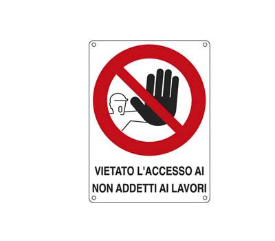 Cartello segnalatore - 27 x 37 cm - VIETATO L'ACCESSO AI NON ADDETTI AI LAVORI - alluminio - Cartelli Segnalatori - 621202X - 8768936212028 - DMwebShop