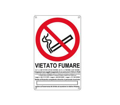 Cartello segnalatore - 27 x 43 cm - VIETATO FUMARE - alluminio - Cartelli Segnalatori - E630105X - 8601726630100 - DMwebShop