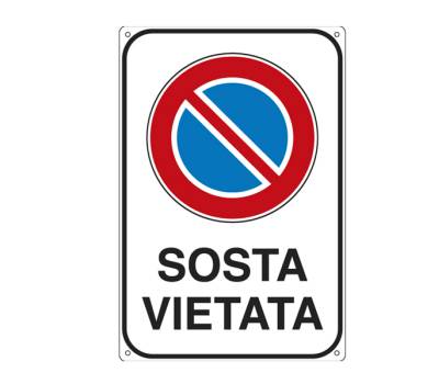 Cartello segnalatore - 20 x 30 cm - SOSTA VIETATA - alluminio - Cartelli Segnalatori - 5624K - 8768955624123 - DMwebShop