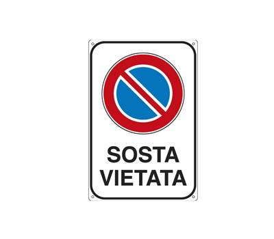 Cartello segnalatore - 20 x 30 cm - SOSTA VIETATA - alluminio - Cartelli Segnalatori - 5624K - 8768955624123 - DMwebShop
