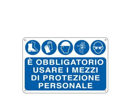 Cartello segnalatore - 30x20 cm - E' OBBLIGATORIO USARE I MEZZI DI PROTEZIONE INDIVIDUALE - alluminio - Cartelli Segnalatori - E3127 - 8769033127284 - DMwebShop