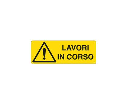 Cartello segnalatore - 35 x 12,5 cm - LAVORI IN CORSO - alluminio - Cartelli Segnalatori - E1779K - 8769041779147 - DMwebShop
