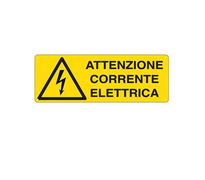 Cartello segnalatore - 35 x 12,5 cm - ATTENZIONE CORRENTE ELETTRICA - alluminio - Cartelli Segnalatori - E1743K - 8769071743620 - DMwebShop
