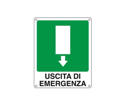 Cartello segnalatore - 25 x 31 cm - USCITA DI EMERGENZA - alluminio - Cartelli Segnalatori - 20107X - 8769092010756 - DMwebShop