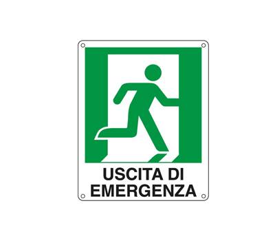 Cartello segnalatore - 25 x 31 cm - USCITA DI EMERGENZA (destra) - alluminio - Cartelli Segnalatori - E20106X - 8769112010636 - DMwebShop