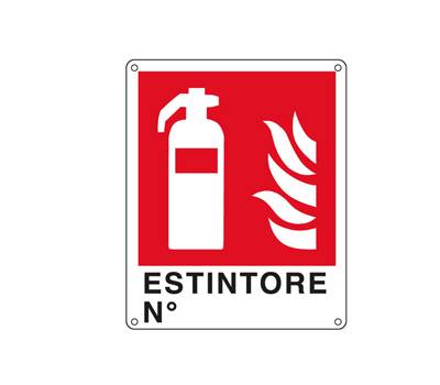 Cartello segnalatore - 25 x 31 cm - ESTINTORE N - alluminio - Cartelli Segnalatori - E20150X - 8769162015032 - DMwebShop