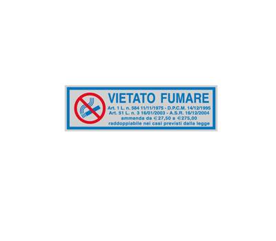 Targhetta adesiva - VIETATO FUMARE - con normativa - 16,5 x 5 cm - conf. 10 pezzi - Cartelli Segnalatori - 96701 - 8771679670130 - DMwebShop