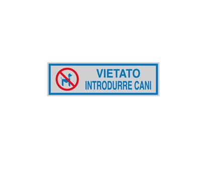 Targhetta adesiva - VIETATO INTRODURRE CANI - 16,5 x 5 cm - conf. 10 pezzi - Cartelli Segnalatori - 96670 - 8771689667045 - DMwebShop