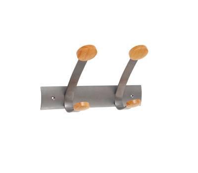 Appendiabiti da muro 2 posti 30 x 11,2 x 17,5 cm metallo legno - 11453