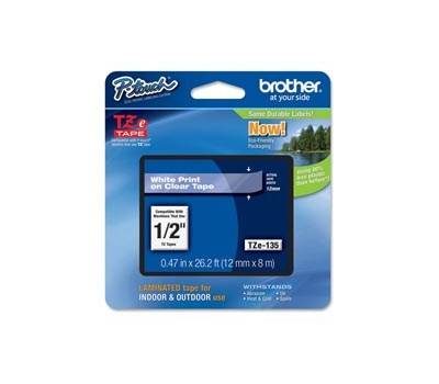Nastro originale per etichettatrici - bianco-trasparente - TZE135  - 12 mm x 8 mt - Brother - TZ-E135 - 4977766684903 - DMwebShop