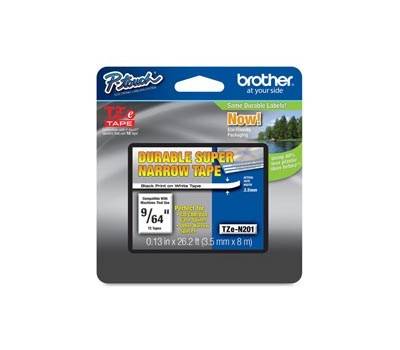 Nastro non laminato - nero-bianco - 3,5 mm x 8 mt - Brother - TZeN201 - 4977766692762 - DMwebShop