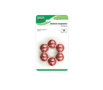 Bottoni magnetici diametro 2 cm rosso blister 12 pezzi - 9533