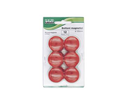 Bottoni magnetici diametro 3 cm rosso blister 12 pezzi - 9542