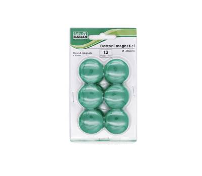 Bottoni magnetici diametro 3 cm verde blister 12 pezzi Lebez MR 30 V - 9539