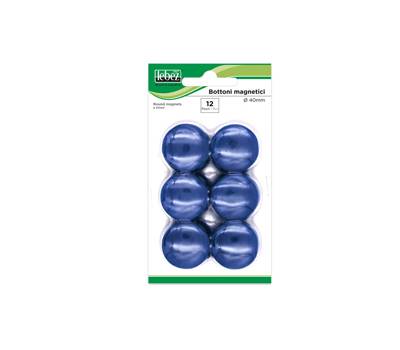 Bottoni magnetici diametro 4 cm blu blister 12 pezzi Lebez MR 40 BL - 9545