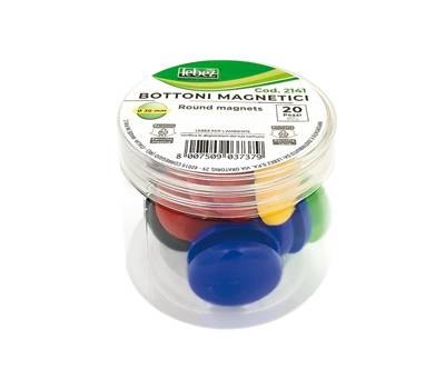 Bottoni magnetici tondi diametro 3 cm colori assortiti barattolo da 20 pezzi - 9529