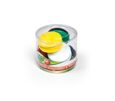 Bottoni magnetici tondi diametro 4 cm colori assortiti barattolo da 10 pezzi - 9528