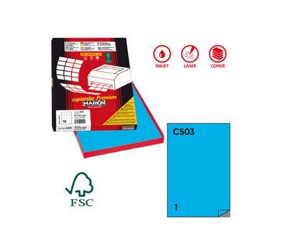 Etichette adesive C 503 in carta permanenti 210 x 297 mm 100 fogli blu - 10059
