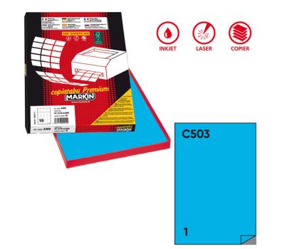 Etichette adesive C 503 in carta permanenti 210 x 297 mm 100 fogli blu - 10059