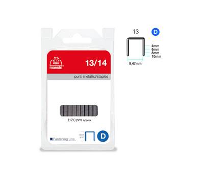 Punti zincati 13,14,14 mm metallo confezione da 1120 punti - 10684