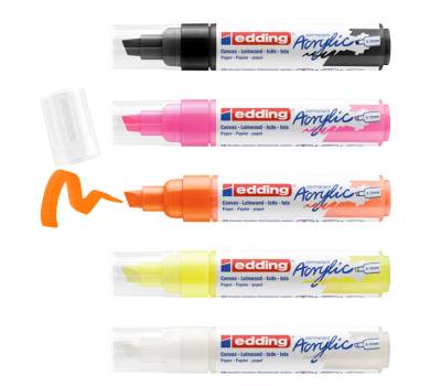 Marcatore permanente acrilico 5000 Broad Neon - colori assortiti - conf. 5 pezzi - Edding - 4-5000-5 - 4057305030849 - DMwebShop - 1