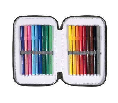 Astuccio Colors 3 zip - 13 x 20 x 7,5 cm - tessuto - fantasie assortite - conf. 6 pezzi - Colorosa - 368370 - 8004428065384 - DMwebShop - 3