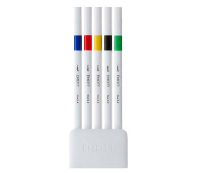 Fineliner Emott - tratto 0,4 mm - colori assortiti vivid - conf. 5 pezzi - Uni Mitsubishi - M PEM-SY 5C 1 - DMwebShop - 1