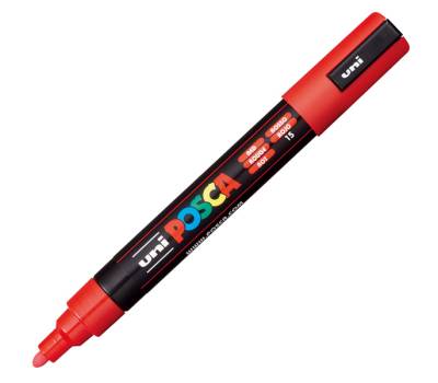 Marcatore Uni Posca PC5M - punta media 1,8 - 2,5 mm - colori assortiti - conf. 4 pezzi - Uni Mitsubishi - M PC5M 4P - 8007404250880 - DMwebShop - 4