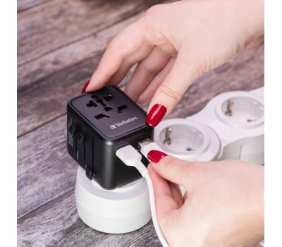 Adattatore viaggio UTA-02 con 2 x USB-A - Verbatim - 49543 - 23942495437 - DMwebShop - 1