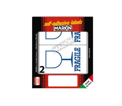 Etichette adesive fragile - in carta - permanenti - 115 x 70 mm - 2 etichette per foglio - 10 fogli - bianco - Markin - 10060 - 8007047038548 - DMwebShop