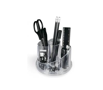 Desk set girevole portatutto - plexiglass - 13 x 16 x 12 cm - accessori inclusi - trasparente - Lebez - 5475. - 8002787054759 - DMwebShop
