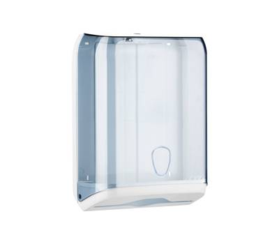Dispenser asciugamani piegati - 28 x 13,7 x 37,5 cm - plastica - bianco-azzurro trasparente - Mar Plast - A59310 - 8020090004285 - DMwebShop