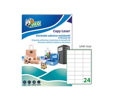 Etichetta in poliestere LP4P - stampanti laser - permanente - 70 x 36 mm - 24 etichette per foglio - bianco - conf. 70 fogli A4 - Tico - LP4P-7036 - 8007827192170 - DMwebShop