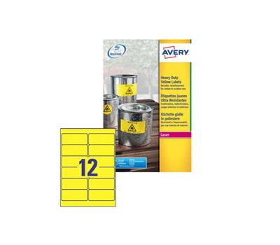 Etichetta in poliestere L6107 - permanente - 99,1 x 42,3 mm - 12 etichette per foglio - giallo fluo - conf. 20 fogli A4 - Avery - L6107-20 - 4004182061077 - DMwebShop