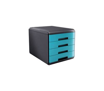 Cassettiera Mydesk - 29,5 x 38,5 x 28,2 cm - 4 cassetti da 4,5 cm - grigio-turchese - Arda - 18P4PTU - 8003438014993 - DMwebShop