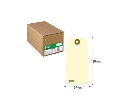 Etichette per spedizioni - in cartoncino - con foro - 120 x 57 mm - avana - conf. 1000 pezzi - Lebez - 80053 - 8007509057308 - DMwebShop