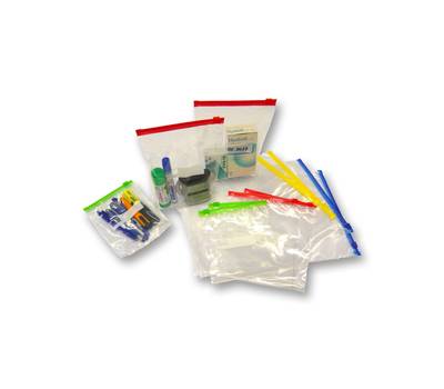 Buste slider con chiusura zip e cursore - 23,5 x 32 x 6 cm - 70 micron - PE - trasparente-blu - conf. 50 pezzi - Viva - 3525 - 8014035034680 - DMwebShop