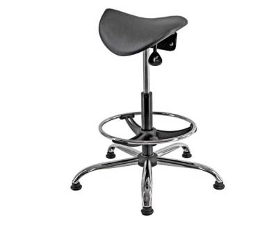 Sedia tecnica a sella E19W - con poggiapiedi telescopico - piedini in gomma - nero-acciaio - Unisit - EOE19W-N - 8050043749826 - DMwebShop
