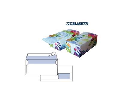 Busta bianca con finestra - serie Mailpack - certificazione FSC - strip adesivo - 110 x 230 mm - 90 gr - dispenser da 150 pezzi - Blasetti - 0393 - 8007758003934 - DMwebShop