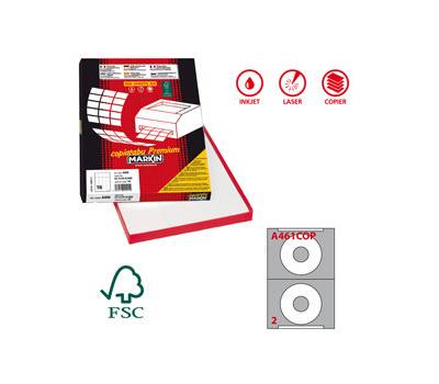 Etichette adesive A 461 in carta permanenti diametro CD 114 - 5 mm foro 41 mm - 12573