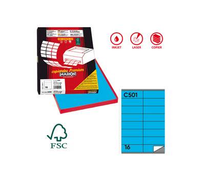 Etichette adesive C 501 in carta permanenti 105 x 36 mm 100 fogli blu - 12560