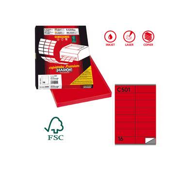 Etichette adesive C 501 in carta permanenti 105 x 36 mm 100 fogli rosso - 12635