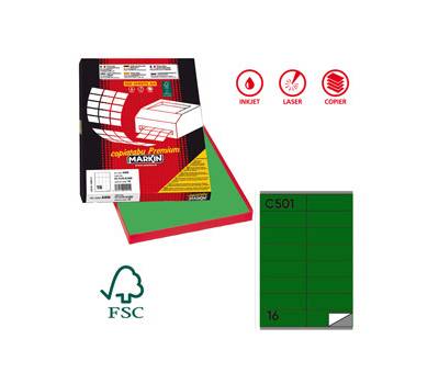 Etichette adesive C 501 in carta permanenti 105 x 36 mm 100 fogli verde - 12634