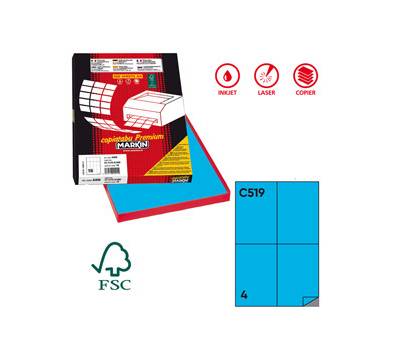 Etichette adesive C 519 in carta permanenti 105 x 148 - 5 mm 100 fogli blu - 12567