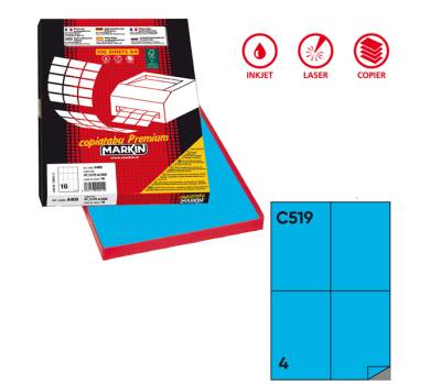 Etichette adesive C 519 in carta permanenti 105 x 148 - 5 mm 100 fogli blu - 12567
